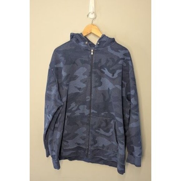 Polo Sport Ralph Lauren Sweatshirt Mens 3XB Blue Camo Performance Hoodie *READ - Picture 1 of 4